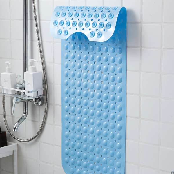 Non Slip Shower Mat Strong Suction Anti-Mold Rubber Mat 40x100cm - Blue