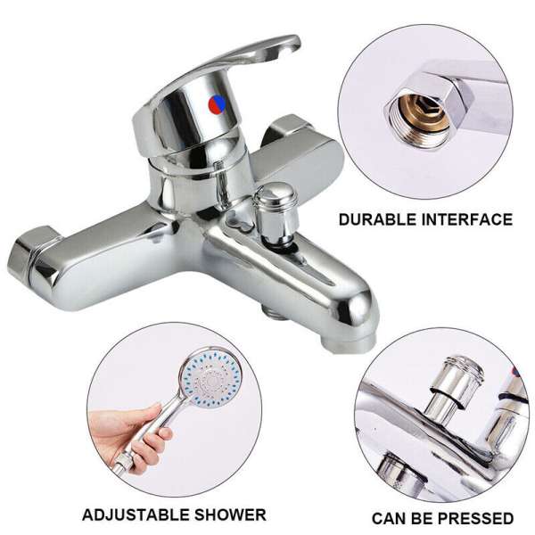 Luxury Bathroom Sink Bath Mix Tap Shower Mixer Taps with Hose and Shower Head - Image 5