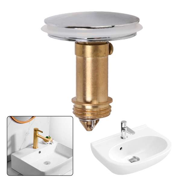 Pop Up Basin Sink Push Button Bathroom Push Drain Stopper Plugs Click Clack Plug Bolt - 38mm - Image 9