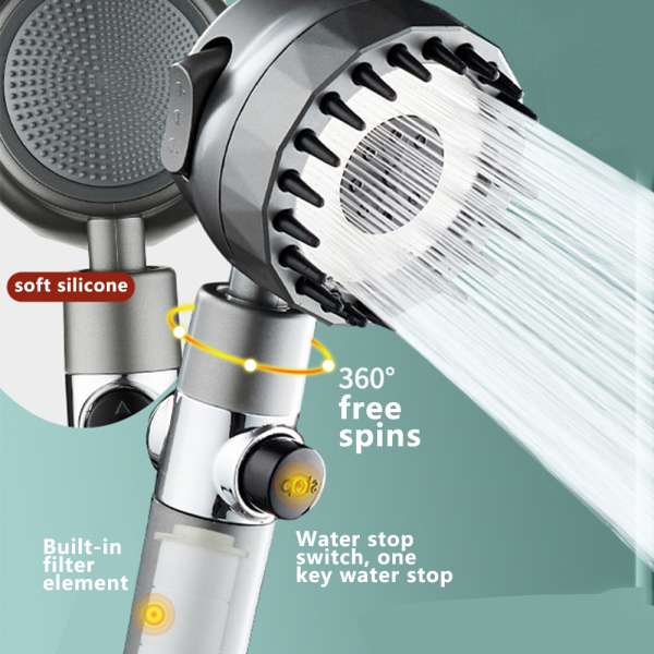 3-mode Handheld Massage Shower Head Boosting Filter Shower Head for Cleaner Water - Image 4