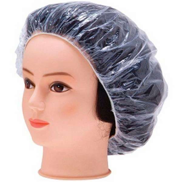 100PCS Elastic Clear Bathing Hair Care Protector Hat Disposable Shower Cap - Transparent