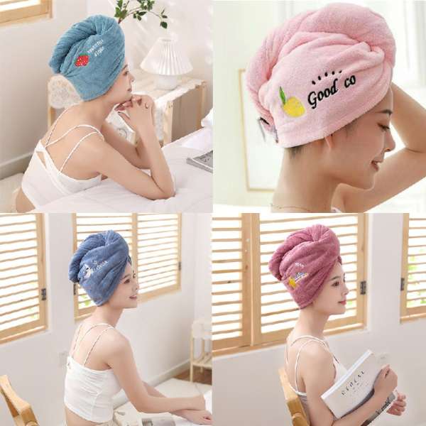 Rapid Drying Towel Wrap Dry Hair Cap Coral Fleece Absorbent Shower Cap Quick-drying - Light Blue - Image 2