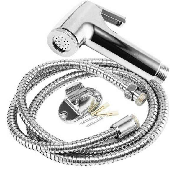 Chrome Muslim Shower Head and Hose Bidet Spray Tap for Toilet Hygienic