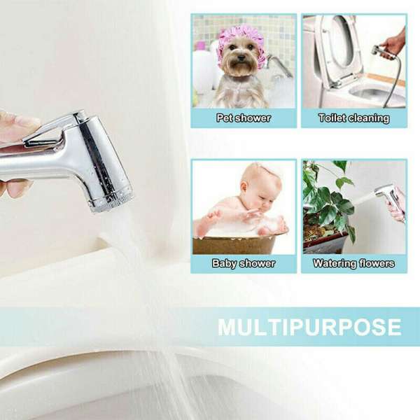 Chrome Muslim Shower Head and Hose Bidet Spray Tap for Toilet Hygienic - Image 4