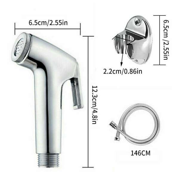 Chrome Muslim Shower Head and Hose Bidet Spray Tap for Toilet Hygienic - Image 5