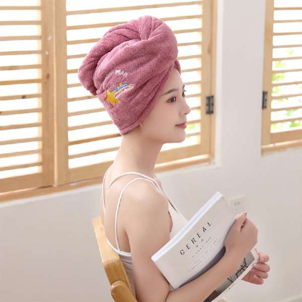 Rapid Drying Towel Wrap Dry Hair Cap Coral Fleece Absorbent Shower Cap Quick-drying - Purple