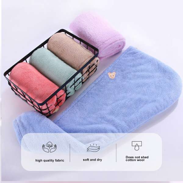 Rapid Drying Towel Dry Hair Cap Coral Fleece Absorbent Shower Cap Quick Drying - Coffee - Image 9