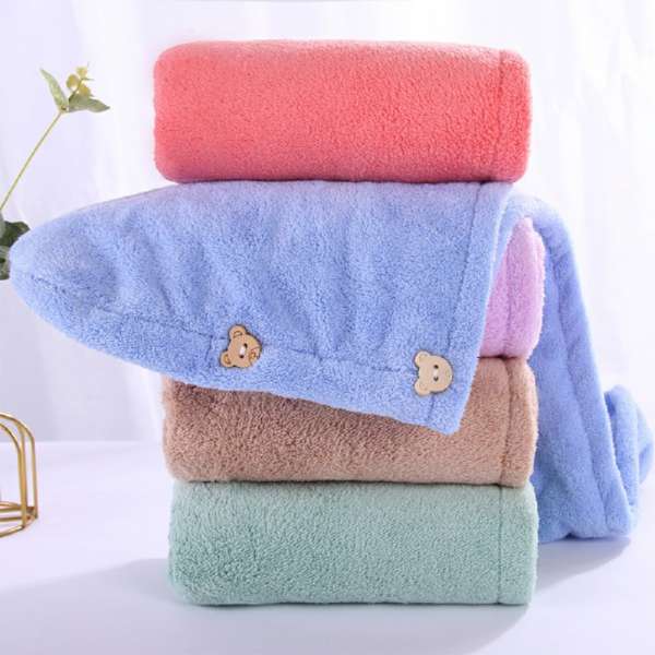 Rapid Drying Towel Dry Hair Cap Coral Fleece Absorbent Shower Cap Quick Drying - Coffee - Image 12