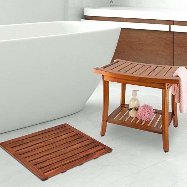 Household Solid Wood Bathroom Waterproof Non-slip Shower Mat Bathroom Bathtub Pedal - Image 4