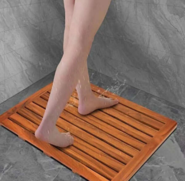 Household Solid Wood Bathroom Waterproof Non-slip Shower Mat Bathroom Bathtub Pedal - Image 3