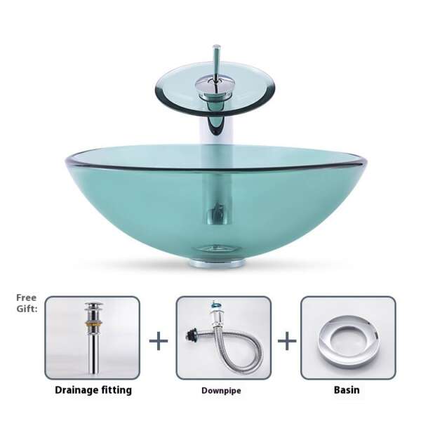 Tempered Glass Bathroom Round Wash Basin - Image 5