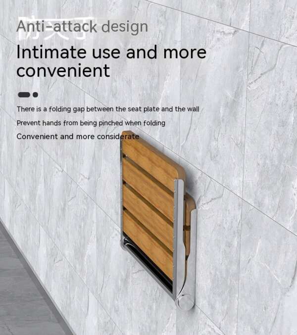 Bathroom Wall-mounted Folding Bath Stool - Image 2