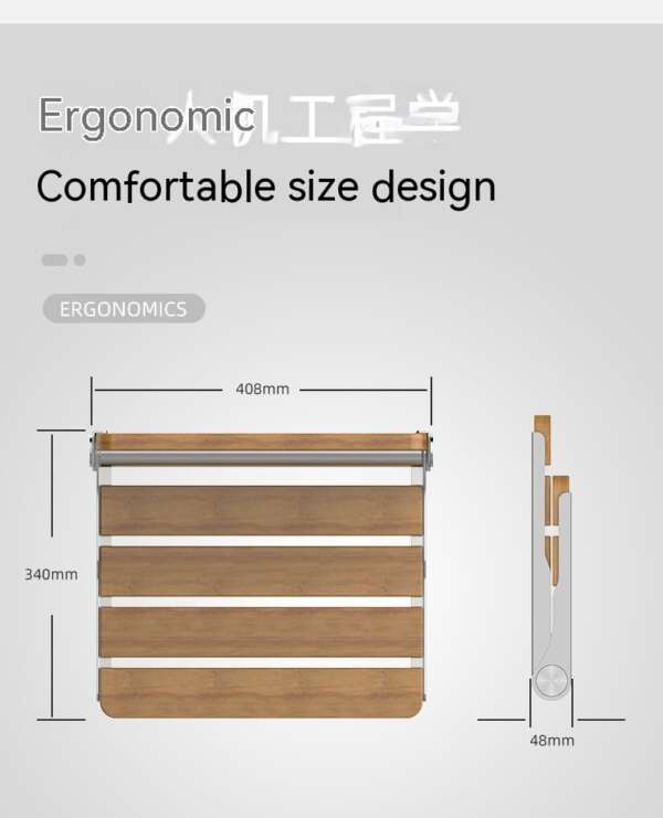 Bathroom Wall-mounted Folding Bath Stool - Image 3