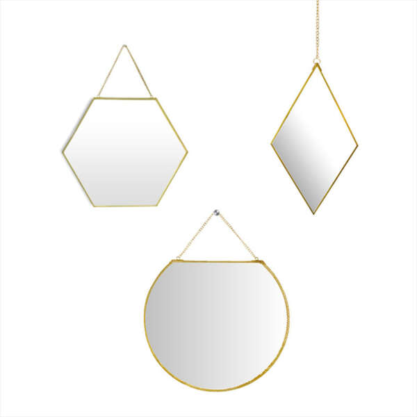 Brass Hexagonal Cosmetic Bathroom Mirror - Image 4