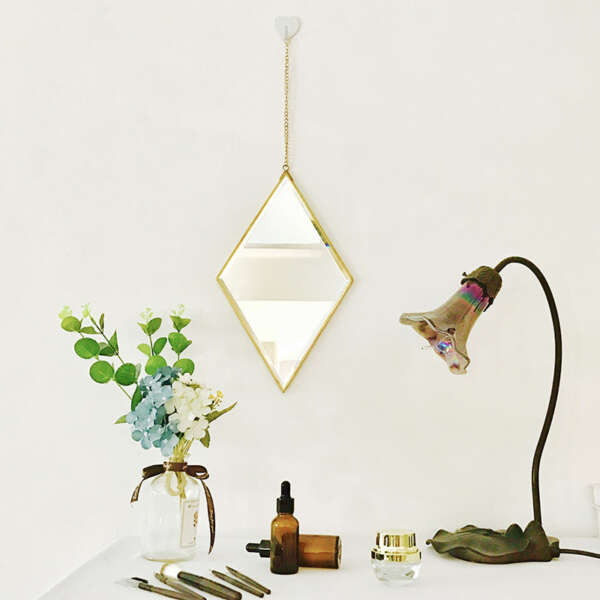 Brass Hexagonal Cosmetic Bathroom Mirror - Image 2