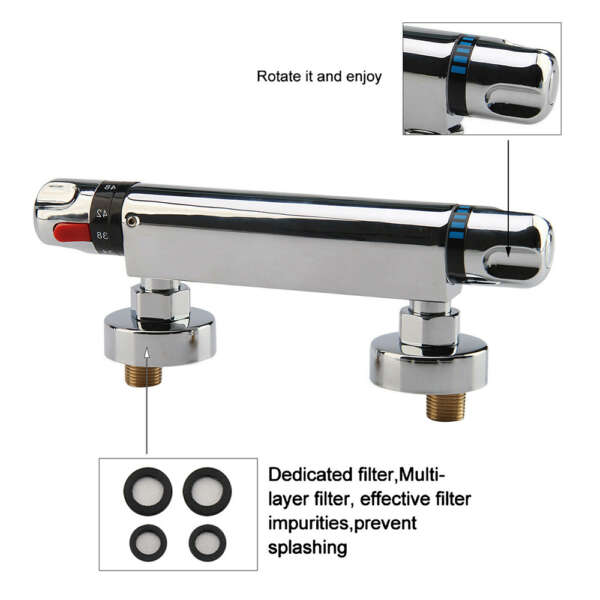 Copper Temperature Thermostatic Rain Shower Thermostatic Faucet  Control Faucet - Image 2