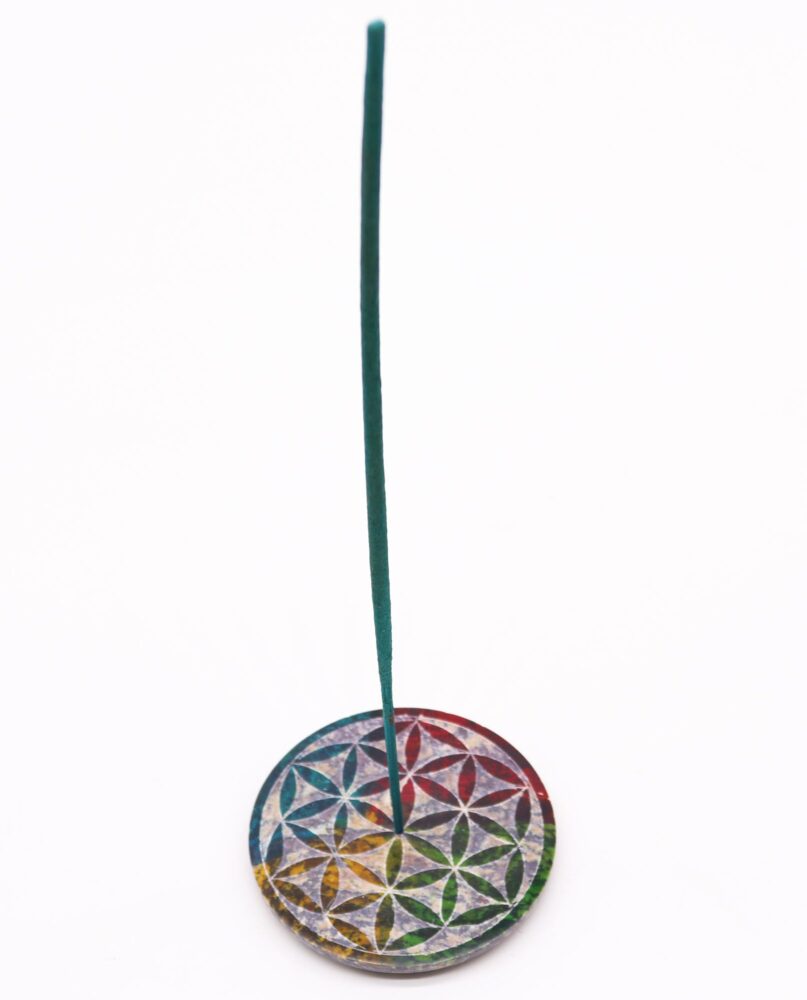 Soapstone Disc Incense Holder - Flower of Life