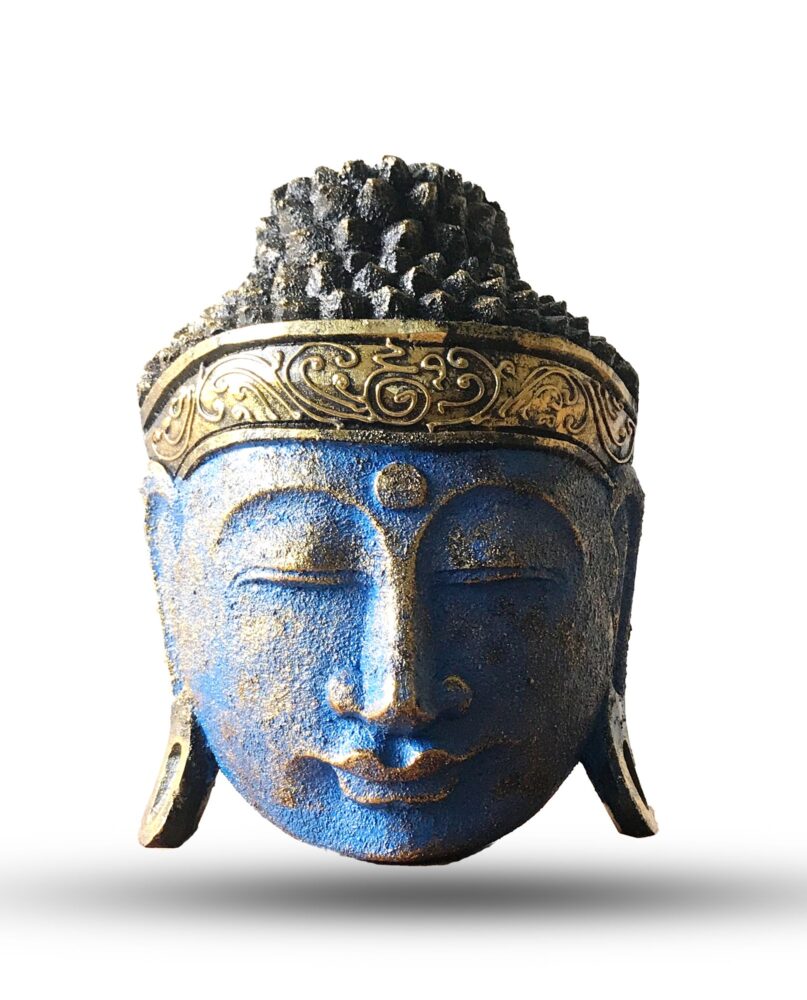 Home Decoration Buddha Head - 25cm - Blue Shine Finish