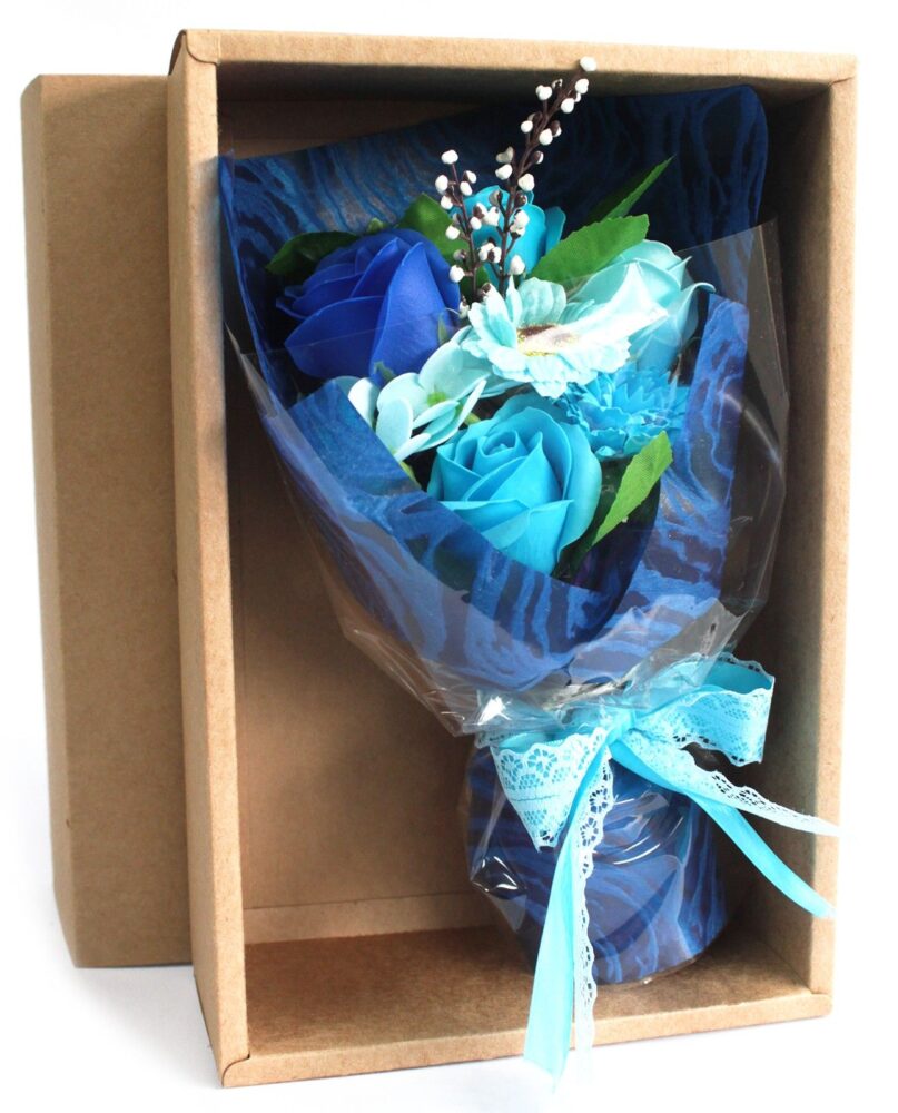 Boxed Hand Soap Flower Bouquet - Blue