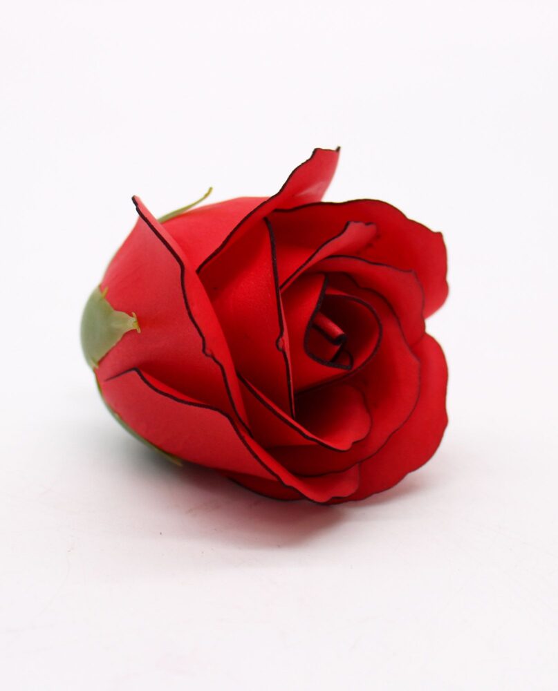 Craft Soap Flowers - Med Rose -Red With Black Rim