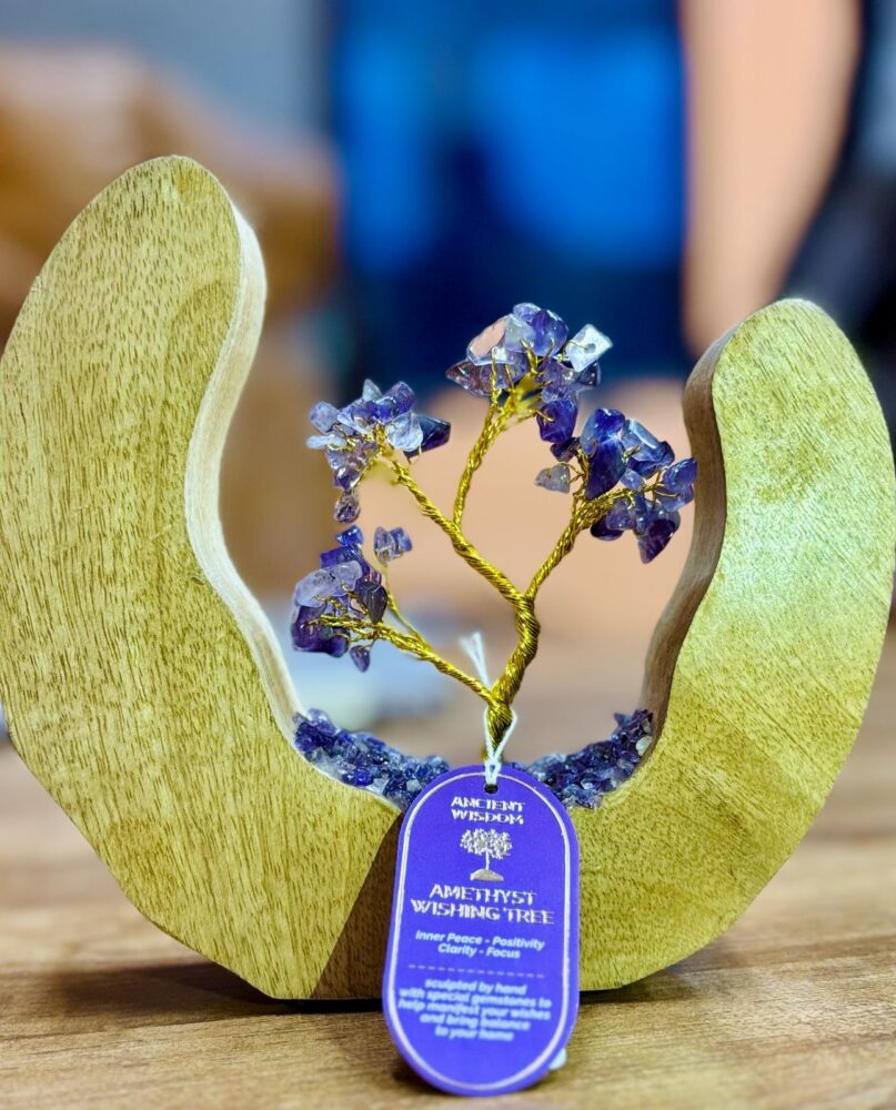 Gemstone Tree Garden - Mango Wood Open Ring - Amethyst - 60 chipstones