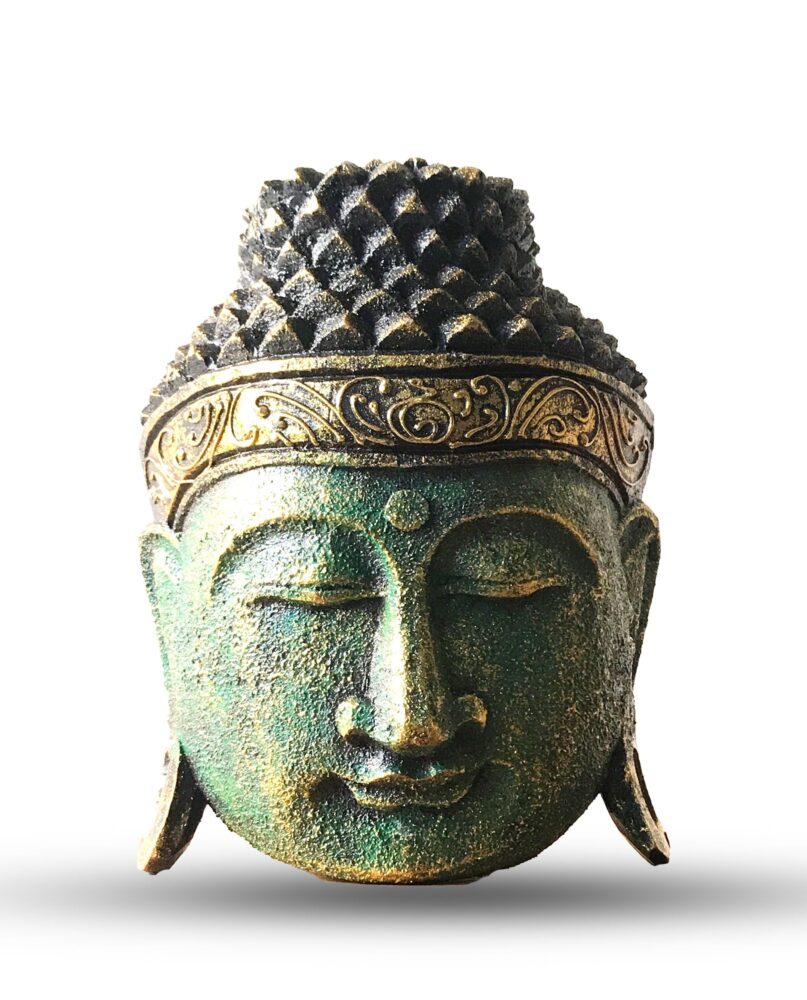 Home Decoration Buddha Head - 25cm - Green Shine Finish