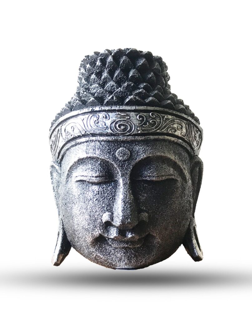 Home Decoration Buddha Head - 25cm - Silver Shine Finish