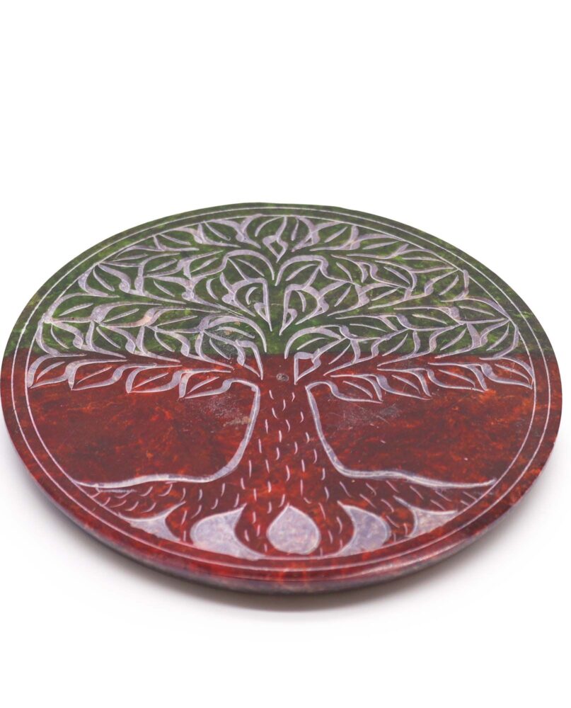 Soapstone Disc Incense Holder - Tree of Life