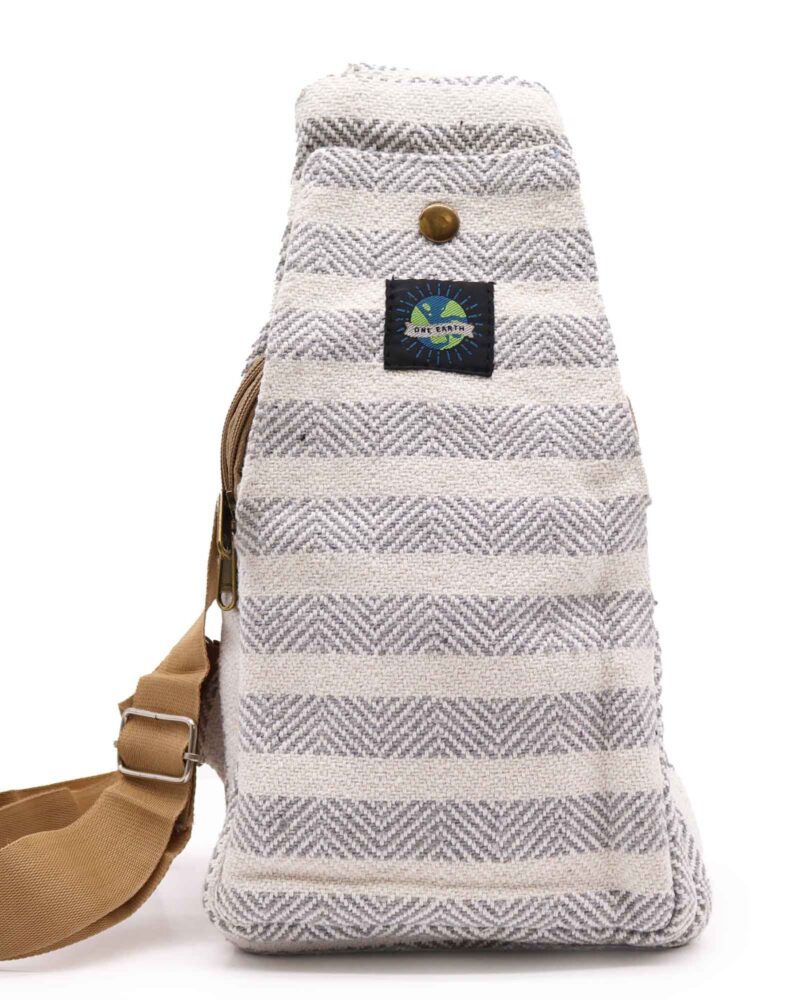 Body Cross Bag Natural Cotton - Grey & White
