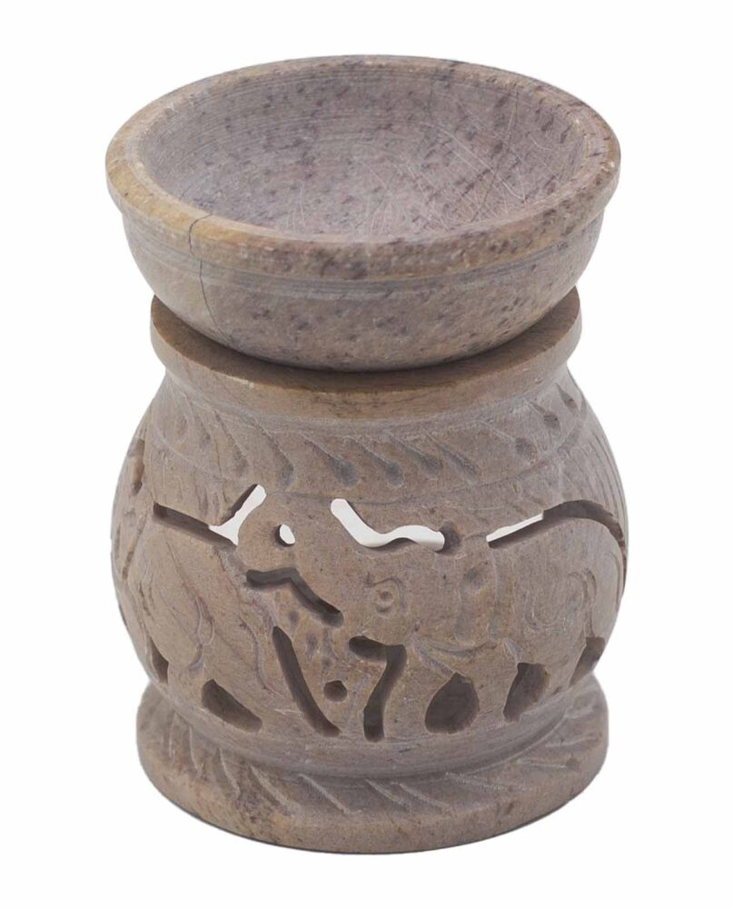 Small Soapstone Oil Burner 8cm - Elephant