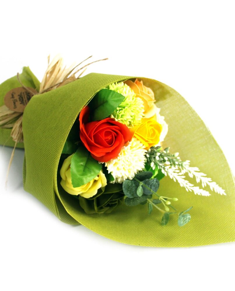 Standing Soap Flower Bouquet - Green Yellow