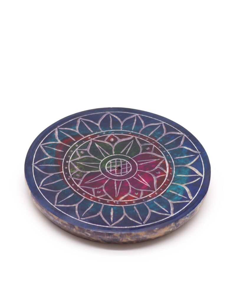 Soapstone Disc Incense Holder - Lotus in Lotus