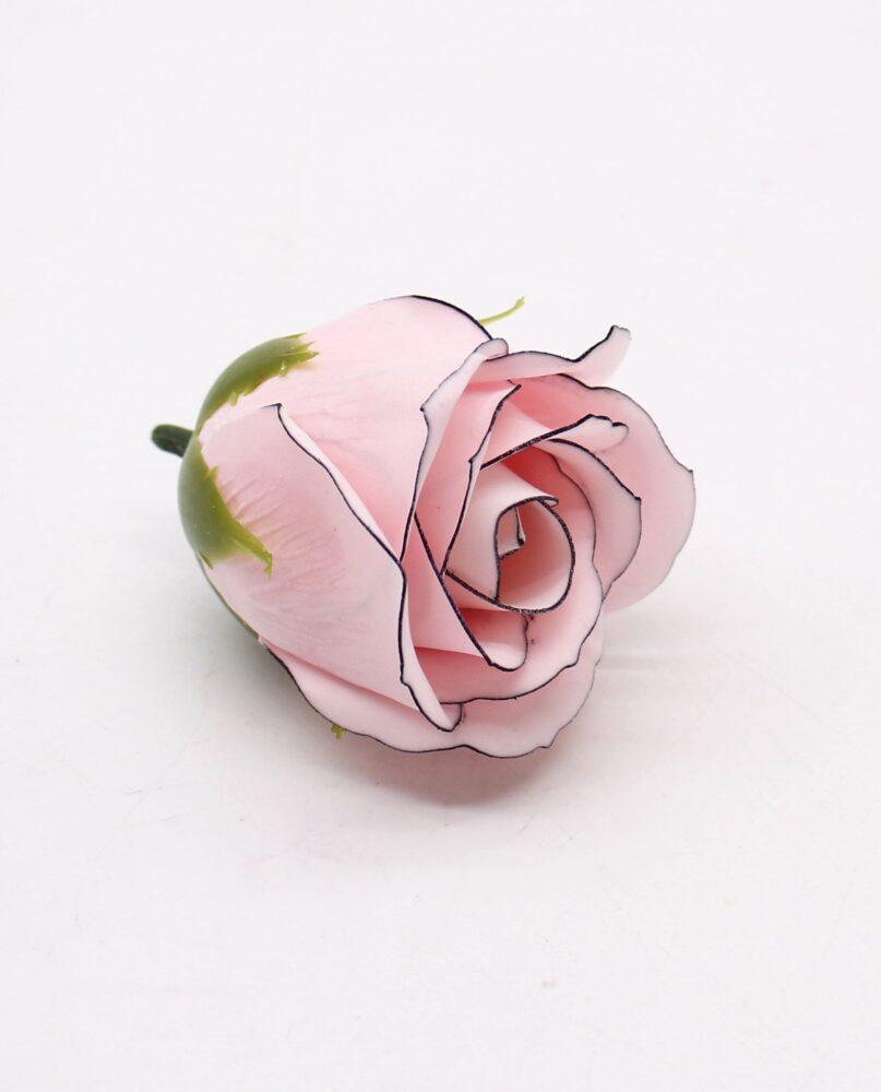Craft Soap Flowers - Med Rose - Pink With Black Rim