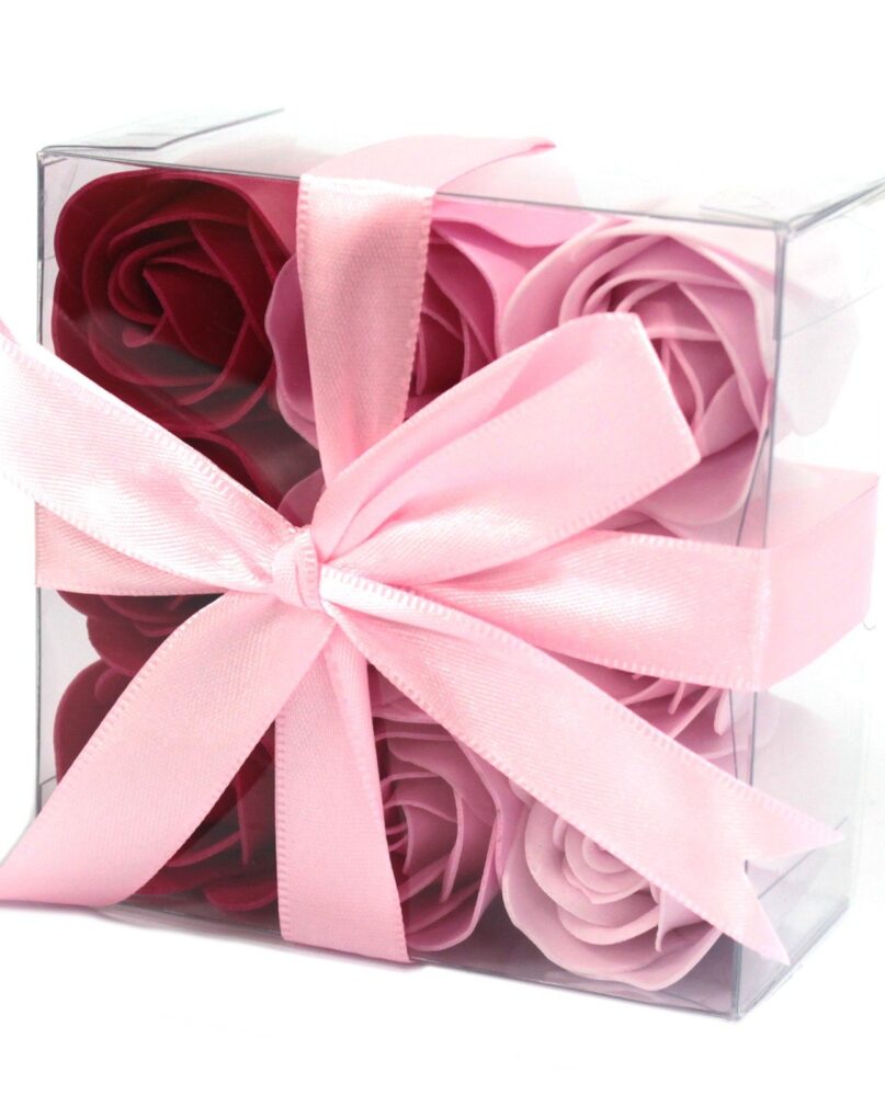 Set of 9 Soap Flowers - Pink  Roses