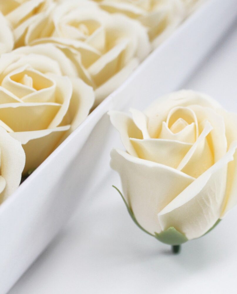 Craft Soap Flowers - Med Rose - Ivory