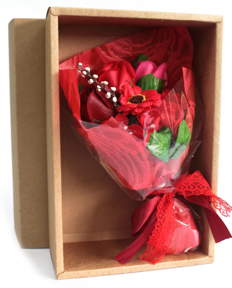 Boxed Hand Soap Flower Bouquet- Red