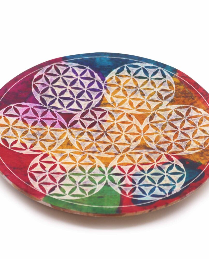 Soapstone Disc Incense Holder - 7 Flower of Life