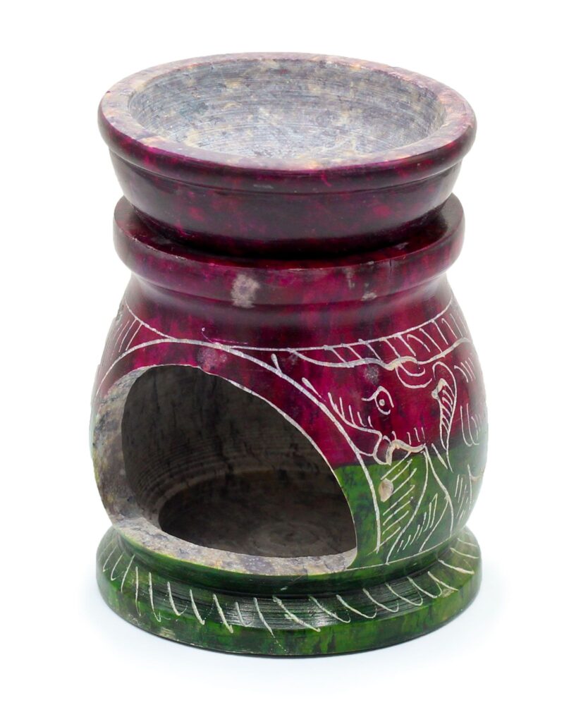 Small Coloured Soapstone Oil Burner 8cm - Om & Elephant