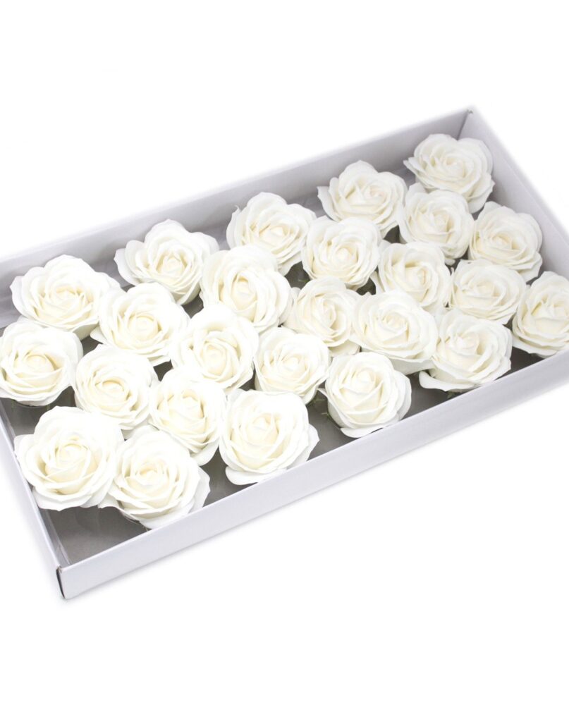 Craft Soap Flowers - Lrg Rose - White