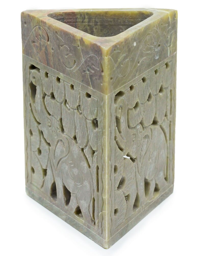 Triangle Soapstone Oil Burner 11x9cm - Elephant