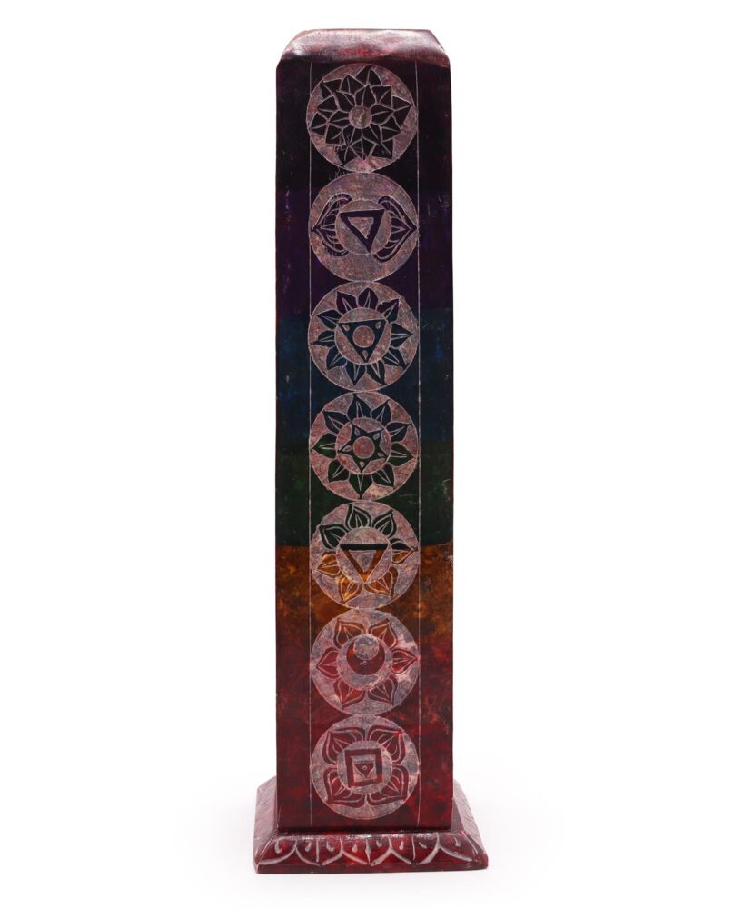 Soapstone Square Tower Incense Holder - 7 Charkras