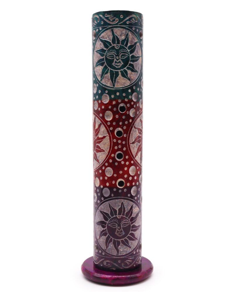 Soapstone Round Tower Incense Holder - Suns