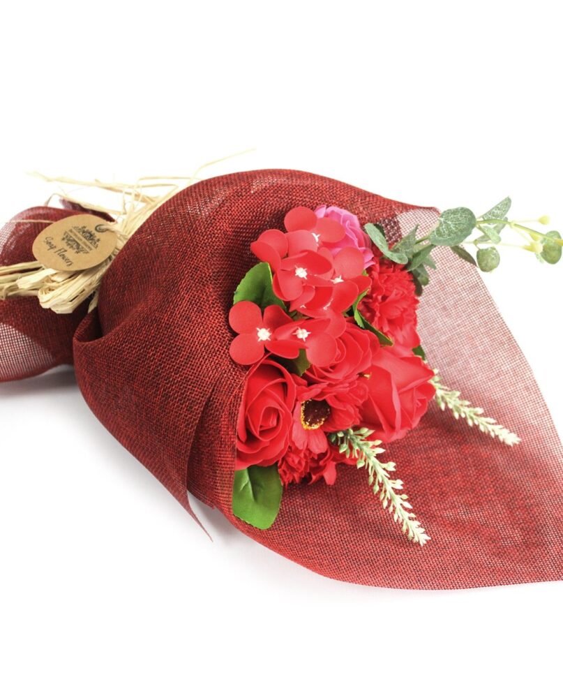 Standing Soap Flower Bouquet - Red