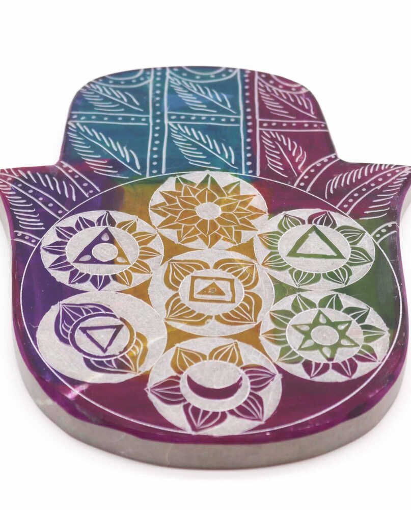 Soapstone Lrg Hamsa Incense Holder - 7 Chakra