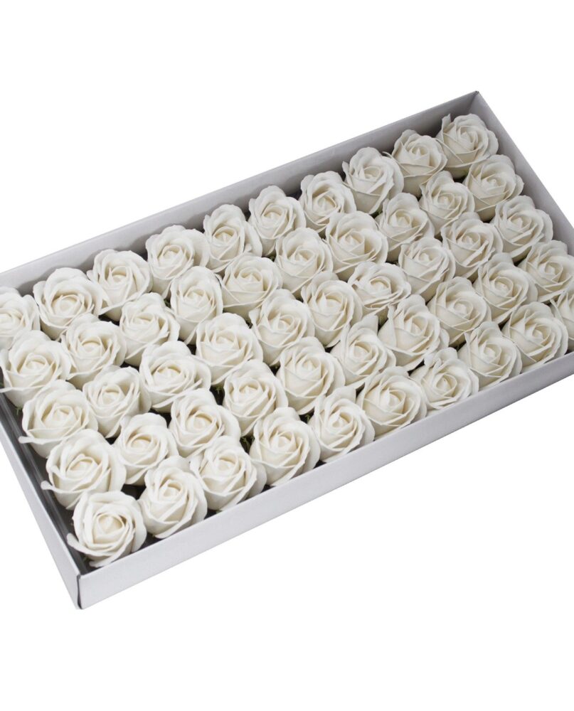 Craft Soap Flowers - Med Rose - White