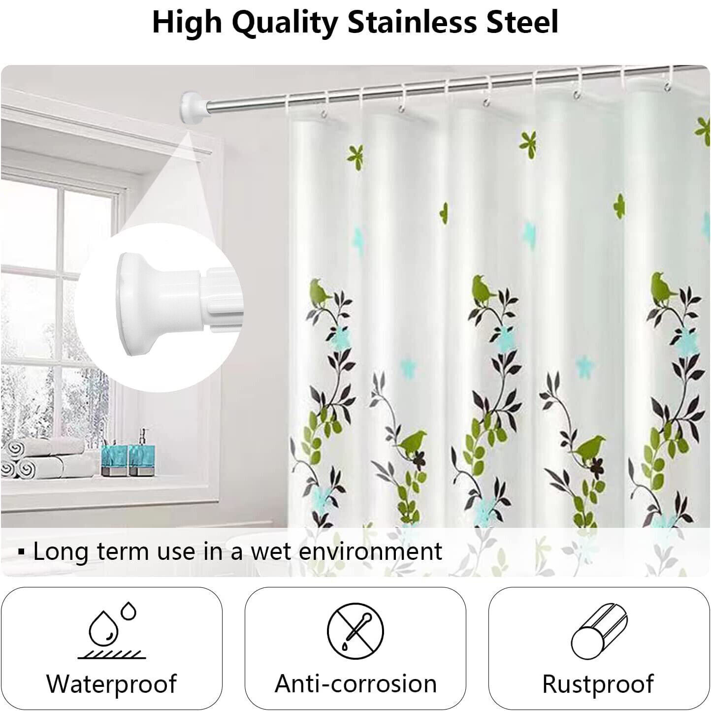 Heavy Duty Extendable Telescopic Shower Curtain Pole Rail Rod Bath Door Window--110-200cm - Image 8