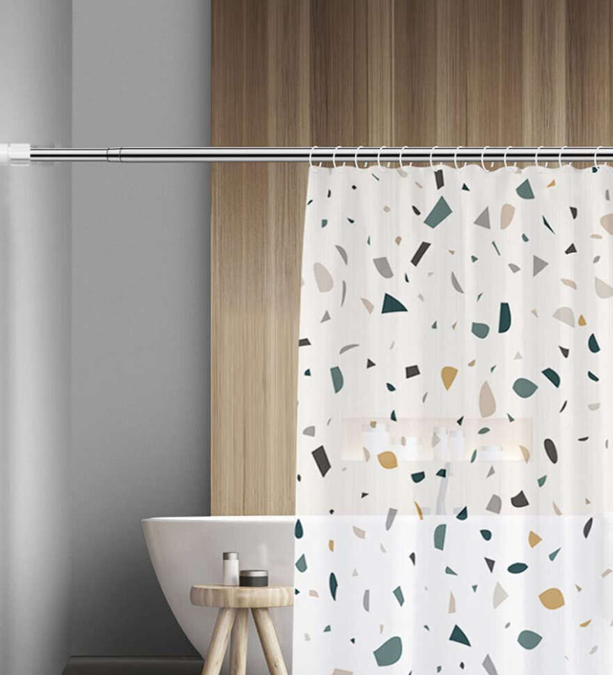 Heavy Duty Extendable Telescopic Shower Curtain Pole Rail Rod Bath Door Window--110-200cm