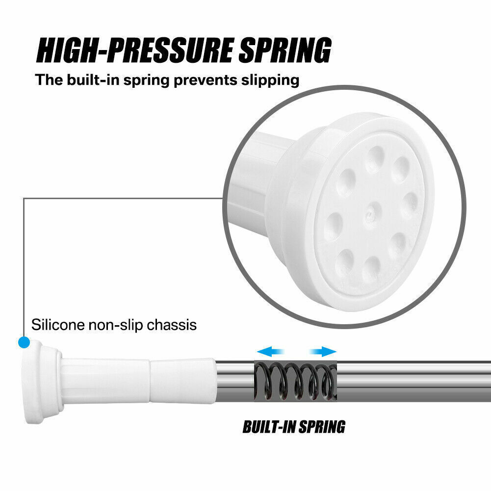 Heavy Duty Extendable Telescopic Shower Curtain Pole Rail Rod Bath Door Window--110-200cm - Image 3