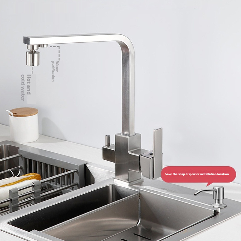 Copper Three-in-one Hot And Cold Fresh Water Tap Kitchen Vegetable Basin