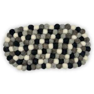 Felt Ball Oval Centre Mat - Multi Grey Colour